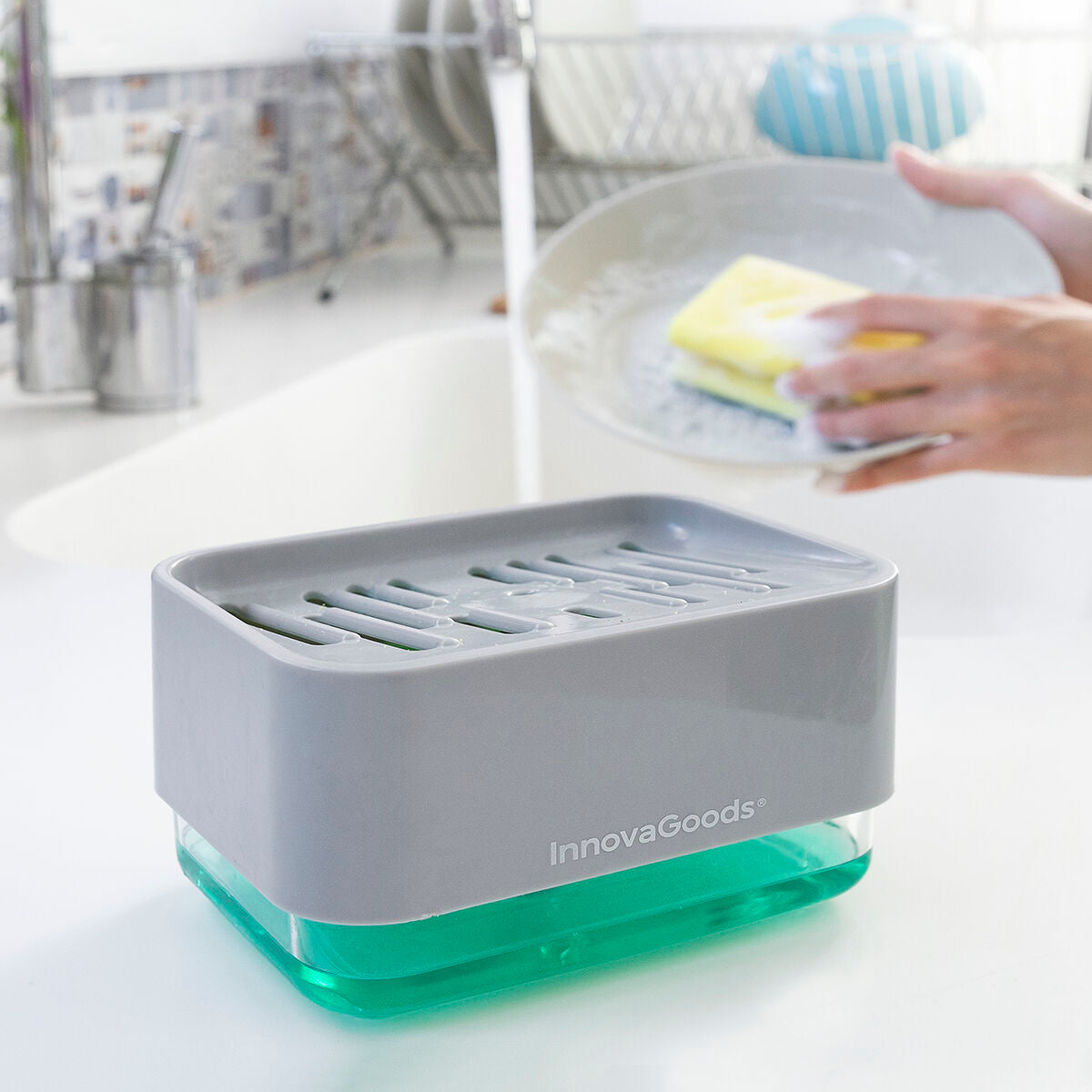 Innovagoods Seifenspender 2 In 1 Für Spülbecken Pushoap Innovagoods