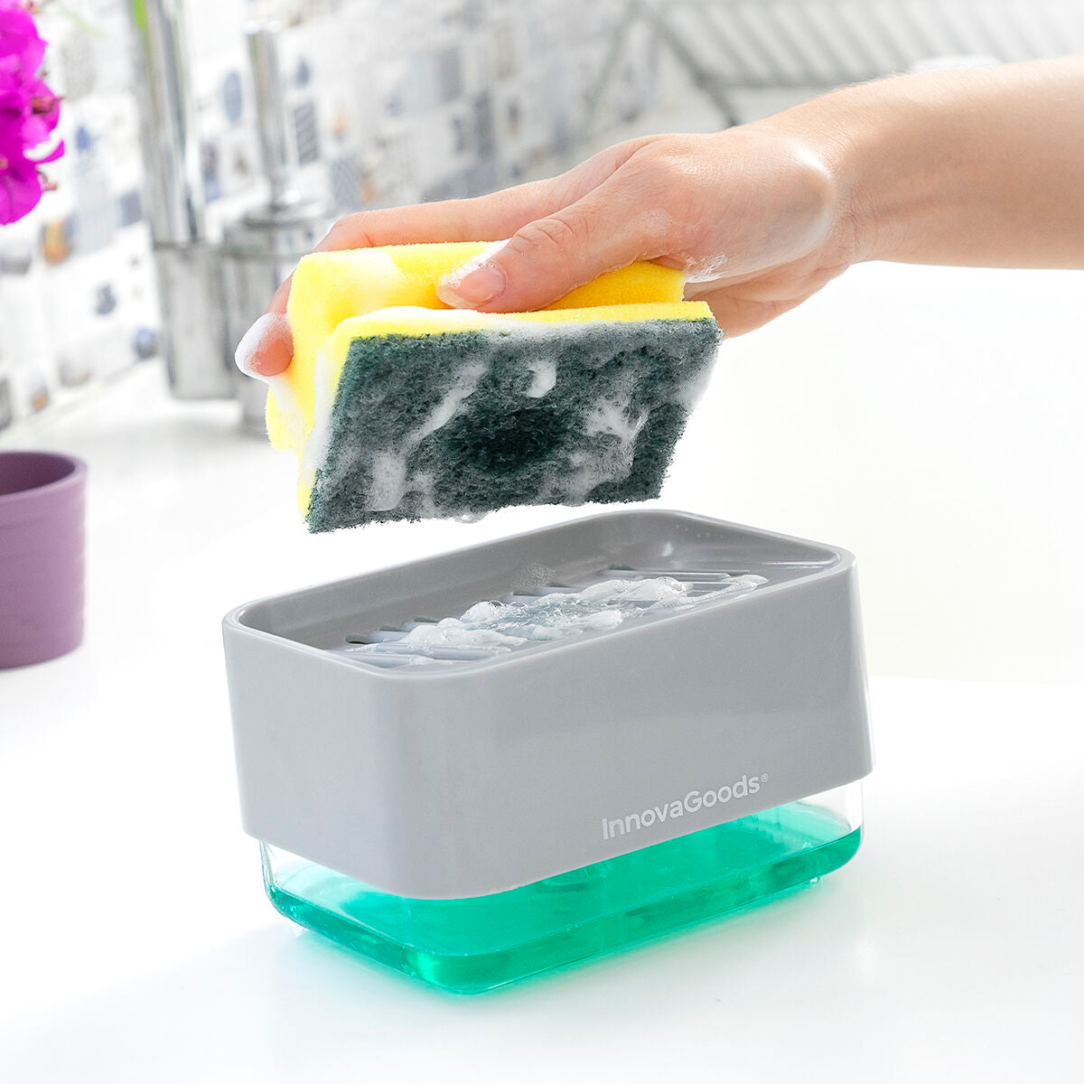 Innovagoods Seifenspender 2 In 1 Für Spülbecken Pushoap Innovagoods
