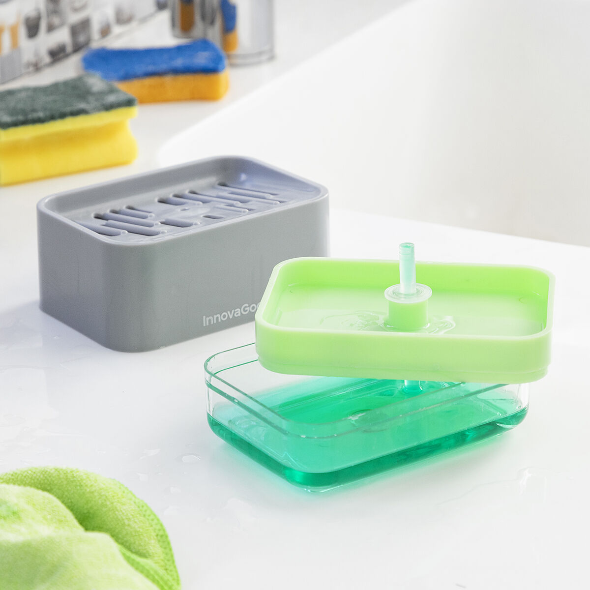 Innovagoods Seifenspender 2 In 1 Für Spülbecken Pushoap Innovagoods